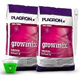 Plagron Growmix 2x50L (100L) mit Pipette und Messbecher – vorgedüngtes Substrat für Starkes Wachstum