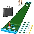 Sagsewful Golf Pong Putting Game Set with Front Border for Indoor&Outdoor, Golf Putting Green Mat Includes 8pcs Golf Balls & Portable Bag,Golf Putting Practice Training Aid for Backyard,Party,Office