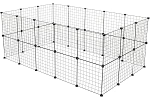 TactFire Parc Enclos, DIY Porte Petit Animal Pet Fence, Cage, Clôture, Intérieur, Modulable, pour Cochon d’Inde, Lapin, Hérisson, Petits Animaux, Panneaux Grillagés, 175 x 105 x 70 cm, 32 PCS, Noir