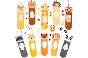 MENGON 10 sets de marcapáginas de animales, niños, niñas, divertido, marcapáginas, manualidades, búho, jirafa, panda, zorro, león, oso como regalo, obsequio, regalo para cumpleaños infantil, fiesta