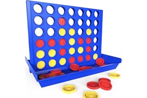 Pup Go Duży rozmiar 4 w rzędzie, klasyczne rodzinne gry stołowe wewnątrz i na zewnątrz, na podwórko, trawnik, kemping, imprezę, trwała składana konstrukcja z 6 zapasowymi dyskami, idealna gra