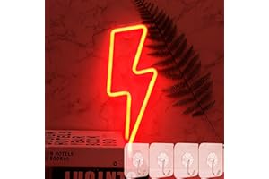 YIVIYAR Neon Sign Lightning Bolt LED Neon Light for Wall Decor, Neon Light Signs Battery or USB Powered Neon Night Light for Room Light up Christmas, Neon Wall Sign Neon Lamp for Bedroom