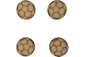 THE CRAFTY COW Adorno de madera con forma de balón de fútbol, cortado con láser, de 2 cm, hecho de tablero de fibra de densidad media, 20 unidades.