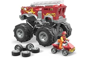 MEGA BRANDS MEGA - MEGA Hot Wheels 5-Alarm Monster Truck set di costruzioni con 284 pezzi e 2 micro piloti, set regalo, Giocattolo per Bambini 5+ Anni, HHD19