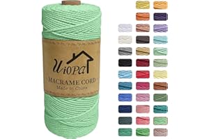 Uiopa Macrame Corda 2mm x 200m, Filo di Cotone Macramè 3 Strand Twisted, Filo Macrame Spago Colorato per Artigianato Fai da Te Piante da Appendere Acchiappasogni (Verde Acqua)