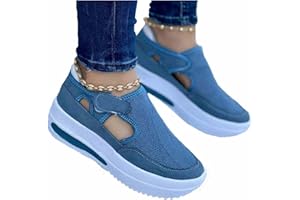 MQSS 2022 Printemps Baskets Femmes, Femme Chaussures De Sport Course Running Mesh Respirantes Confortable Léger Confortable Toile Chaussures Femmes Mode Formateurs Chaussures(Size:EU 40, Color:Bleu)
