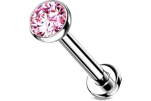 Stachelkleid Labret Piercing Titan Zirkonia Silber Push-In Ohne Gewinde Knorpel Helix Tragus Ohrstecker Tragus Lippe Universalpiercing Kugel Flach