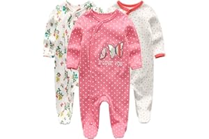 Kiddiezoom Grenouillère en coton à manches longues pour bébé garçon