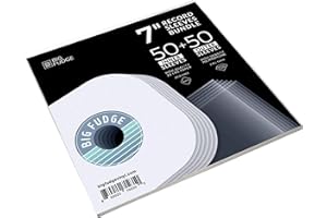 BIG FUDGE Pochette Album Vinyle - 7 Pouces 50 Pochettes Intérieures & 50 Extérieures - Rangement Transparent - Pochettes de Protection Sans-Acide pour Disques Vinyles 45 Tours