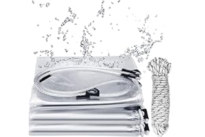 YAOJI 2m x 4m Clear Tarpaulin Waterproof Heavy Duty,PVC Transparent Glass Tarps with Metal Grommets,Protects Against Water,UV-Ray,Tear,Cold Weather,for Deck Porch Patio Canopy or Outdoor Camping Durable