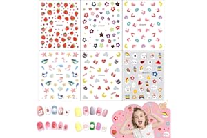 MLLTECH 6 hojas de pegatinas de uñas para los niños, autoadhesivas pegatinas de uñas de dibujos animados princesa Nail Art Decals DIY Nail Stickers Nail Art Decoración para Mujeres Niñas Adultos Niños
