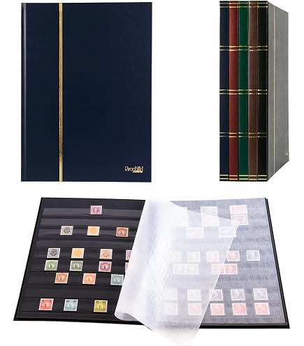 Classeur SAFE 157 Grand Format Pour Timbres - 32 Pages Noires - Couverture Cuir Luxe Bleu