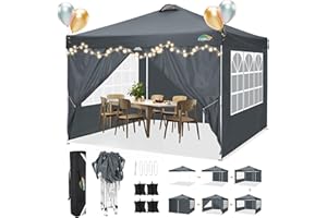 COBIZI Pavillon 3x3m Wasserdicht Stabil Winterfest Faltpavillon Partyzelt Gartenpavillon mit 4 Seitenteilen,4 Sandsäckes und Entlüftung,UV Schutz 50+,pop up faltbar für Outdoor Garten(Grau