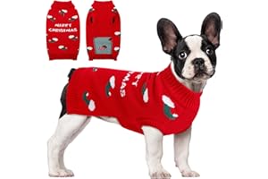 CITÉTOILE Hundepullover Weihnachten Hund Pulli Weihnachtspullover für Hunde Strickpullover Warm Weich Winter Kleidung für Kleine Mittel Große Hunde Wintermantel mit Weihnachtsstrumpf, Rot, M