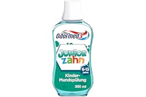 ‎ODOL-MED 3 Odol-med3 Juniorzahn Mundspülung, 300 ml, schützt das Zahnfleisch und wirkt antibakteriell, Mundspülung Kinder mit mildem Minzgeschmack