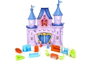 Toyana Magical Princess Castle Playset – Light Up Musical Toy Castle for Kids, Pretend Play Dollhouse with Lights & Music, Fantasy Royal Palace Accessories Role Play Gift for Kids Age 3+