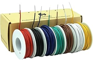 HAERKN 0.35mm² 22awg Elektrischer Draht Kabel aus solide verzinntem Kupferdraht 7 Farben je 8 Meter Spule Superflexible DIY
