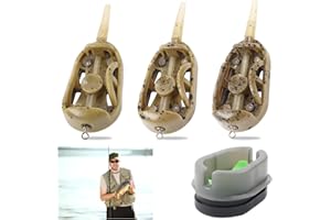 RUNEAY Method Feeder Angelzubehör 3 Stücke, 4 in 1 Feeder Zubehör Inline Blei Method Feeder Set Karpfen Zubehör Flat Method Feeder Karpfen Angeln Zubehör mit 20g,30g,40g