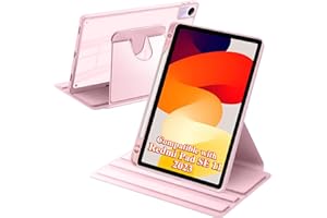A-BEAUTY Funda Giratoria Compatible con Xiaomi Redmi Pad SE 11 Pulgadas 2023 con Soporte para Bolígrafo, Rotación de 360° Respaldo Clara, Auto-Sueño/Estela, Rosa
