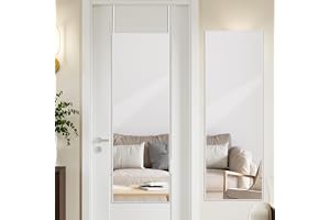 LunaMirror 127 x 41 cm överdörrspegel med hängare, vit ram av aluminiumlegering, helkroppsspegel som hängs över dörren, väggm