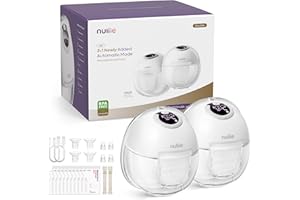 Nuliie Milchpumpe Elektrisch tragbare S32, Elektrische milchpumpe freihändig 4 Modi 9 Stufen mit 18/21/24 mm komfortabler Flansch, Privat, mit Ersatzzubehör im Lieferumfang (2 Packs, Weiß)