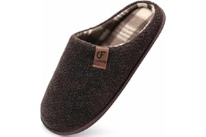 COFACE Mens Cozy Memory Foam Scuff Slippers Casual Slip On Warm House Indoor/Outdoor Shoes Felt Sandal Slippers size 6.5-14