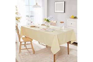 Deconovo Outdoor Table Cloth Rectangular, Waterproof Tablecloth for Outside, Home Decoration Thicker Fabric Table Cloth Wipe Clean, 137x200cm(54x79inch), Beige