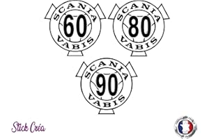 stick créa 3 Sticker Autocollant disques limitation de Vitesse Scania Camion Truck, peganitas, aufkleber, Scania Ref: sc064-1 (Blanc)