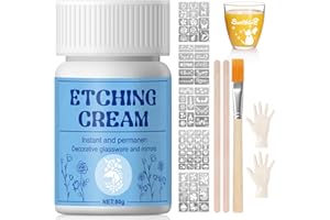 WEILAOK Glass Etching Cream, Christmas Etching Cream, Create Stunning Designs on Glass Surfaces, Perfect for Christmas Glass Art, Home Decor, Personalized Gifts, Lampshades, Wine Glasses, Mirrors, 80g