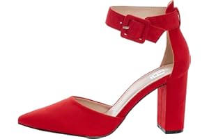 Rio Fiore Escarpins, Chaussures à Bride Cheville, Noir/Bleue/Violette/Blanche/Fuchsia/Rouge/Beige, 8.5 cm Talon Bloc, Textile/Similicuir, Femme Escarpins, Escarpins à Talons, 2062A