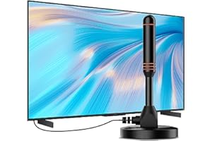 TEDBED High Gain TV Aerial Portable Indoor/Outdoor TV Aerial with Strong Magnetic Base for Easy Installation with Strong Signal UK, 360° Reception Digital for Freeview TV Antenna Support 4K 1080P VHF HDTV