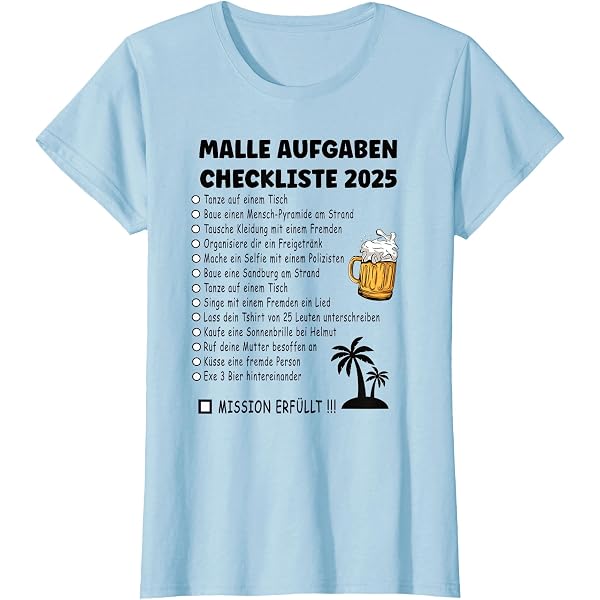 Maglietta Uomo Unibly Mallorca Checklist Vacanze - 100% Cotone, Vestibilità Classica, Idea Regalo Divertente Per Viaggiatori