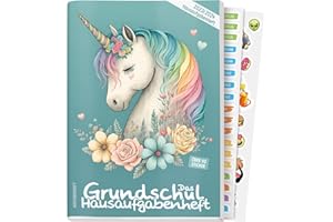 ‎HÄFFT Hausaufgabenheft Grundschule 2023/2024 A5 [Einhorn] Das Grundschul-Hausaufgabenheft inkl. Lerntipps, Denkspiele, Sticker | nachhaltig & klimafreundlich