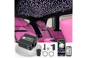 SUNKENET 16W Twinkle Fibra óptica led, 500pcs of (0.75+1.0+1.5mm)*3m Luces de Fibra óptica con aplicación Bluetooth/Remoto/Control de música, Luces estrelladas led para Coche/hogar/Teatro
