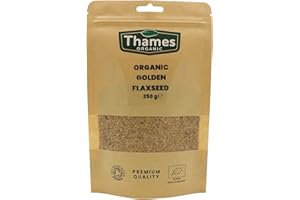 Organic Golden Flaxseed, Linseed -250g- High Fiber, High in Protein, Omega-3s, non-GMO, 100% Natural, Vegan, No Additives or Preservatives, Raw, Superfood – Thames Organic