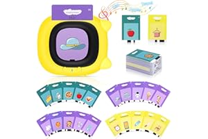 Tesmien Talking Flash Cards Learning Toys for Toddlers 1-6 Year Old Flash Cards 224 Words, Audible Educational Toys, Preschool Early Educational Gifts, Yellow, Christmas Stocking Fillers for Kids