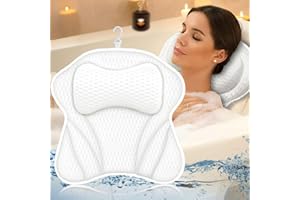 BARAKYEG Cuscino da Bagno,Cuscino Vasca da Bagno 4D Mesh,Cuscini Poggiatesta da Vasca,6 Ventose Antiscivolo,Cuscino Poggiatesta Supportare la Schiena,Collo Testa Vasca da Bagno,Spa Domestica,Antimuffa