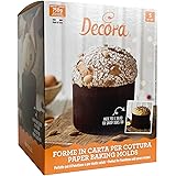 DECORA, 0320161, 5 Forme per Panettone da 750 g, Dim. Ø 15 x h 11 cm, in Carta Rigida di pura Cellulosa, Resiste a Temperatur
