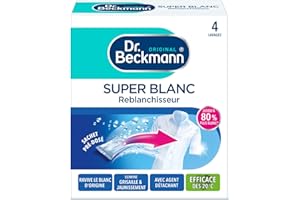 Dr. Beckmann - Poudre Sachet Super Blanc reblanchisseur - 4 Sachets X 40g [L'emballage peut varier]