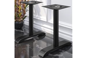 ‎GGMMÖBEL GGMMÖBEL SAN.Diego | Doppel Tischgestell | Alu Schwarz | 2 Fuß: 56 x 8 cm | Säule: 7,6 x 72 cm | Schwarz | Fuß: 56 x 8 cm | Rohr: Ø7,6 cm | Gesamthöhe: 72 cm | max: 120 x 70 cm Tischplatte