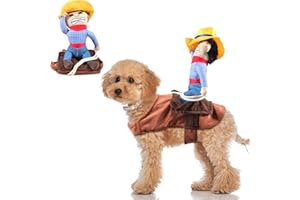 AUIRSHIKY Disfraz de Perro de Jinete de Vaquero para Perros,Dog Riders Clothes,Disfraz de Perro Cowboy Rider,Disfraz de Halloween para Perro, Pet Dog Halloween Cowboy Funny Costume (S)