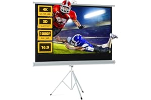 FIDOOVIVIA Projector Screen and Stand, 16:9 4K HD Projector Screen, Portable Projector Screen 1:1 Format for Home Cinema Theater Presentation Education Outdoor Indoor Public Display, Size:172x89cm