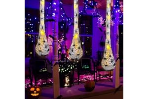 OuMuaMua 3 Pack Large Halloween Spider Outdoor Decorations - 41” Big LED Light up Hanging Spider Egg Sack Decoration for Indoor Outdoor Halloween Decor Supplies