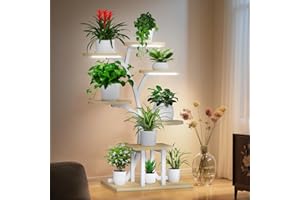 Kooeuru Support Plantes Interieur avec Lampes de Croissance,7 Niveaux Porte Plante Interieur,110cm Etagere Plantes Interieur le Balcon du Jardin, Salon, Bureau, Noir