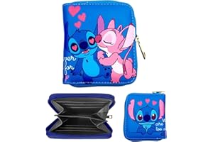 Bonamana Stitch Monedero Tarjetero Mujer Tarjetero Cartera Puntada Niños Carteras Niños Niñas Dibujos Animados Bolso Cambiador con Bolsillo para Monedas con Cremallera Niños, Juega Juntos,