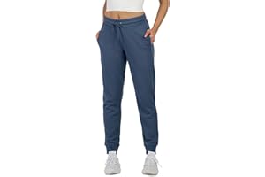 icyzone Damen Jogginghose Sweathose Baumwolle Lang Sporthose Hohe Taille Freizeithose mit Taschen