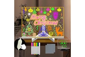 YAN-TECH Acrylic LED Drawing Board Transparent Whiteboard Message Board 30x20CM Light up Dry Erase Board DIY Illuminated Wordpad LED Note Board with Colors Light Board Bedside Lamp for Office Decor