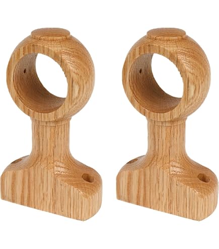 Wooden Curtain Pole Bracket, 28mm Single Support, Natural Wood Finish (Beach