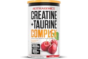 NUTRAGENICS Creatine Monohydrate Poudre - Creatine + Taurine - 500 g - Monohydrate de creatine micronisee - Poudre de creatine sans saveur - creatine monohydrate - creatine poudre - créatine (Cherry)
