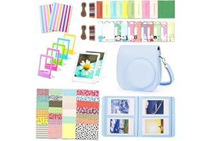 Leebotree Instant Camera Accessories Compatible with Instax Mini 12 Instant Film Camera, Include Case/Album/Wall Hang Frames/Film Frames/Border Stickers/Corner Stickers (Blue)